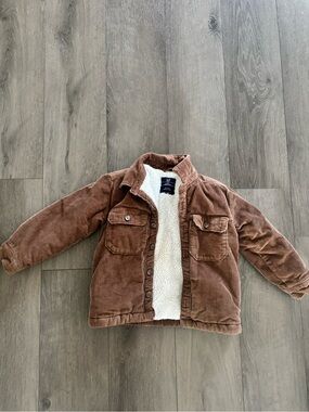 GAP Brown Corduroy Sherpa-Lined Puffer Jacket